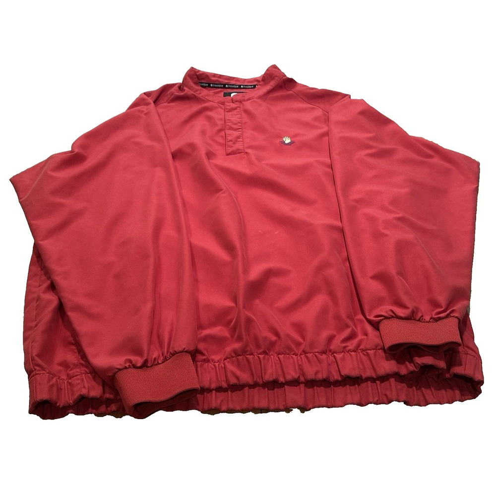 Footjoy Windbreaker Red Jacket Mens Large Golf Pullover FJ Logo Embroidered